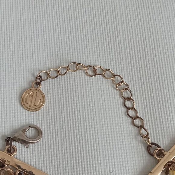 Marley Lilly Gold & Pink Multicolored Faux Pearl Glass Beaded Statement Necklace - Picture 10 of 10